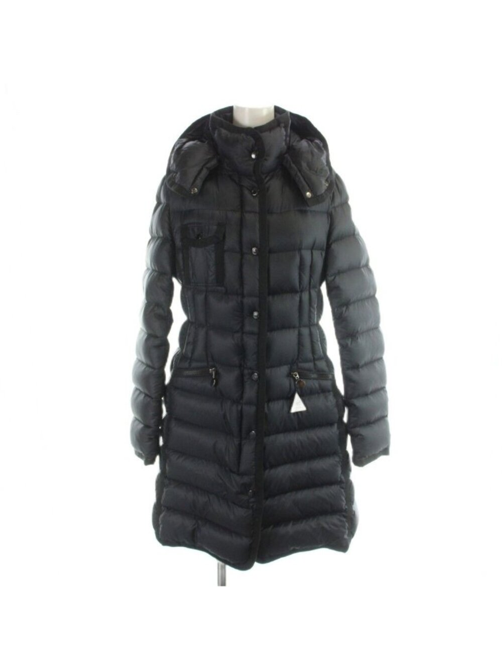 Moncler Hermine Down Coat Hood Hologram Tag Black 1